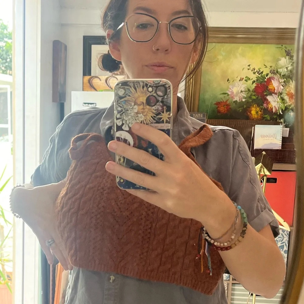 Copper color vintage wool blend crop top - Picture 4 of 4